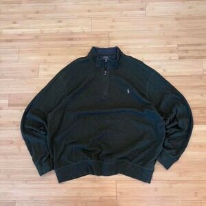 Boxy old money green polo Ralph Lauren quarter zip sweater